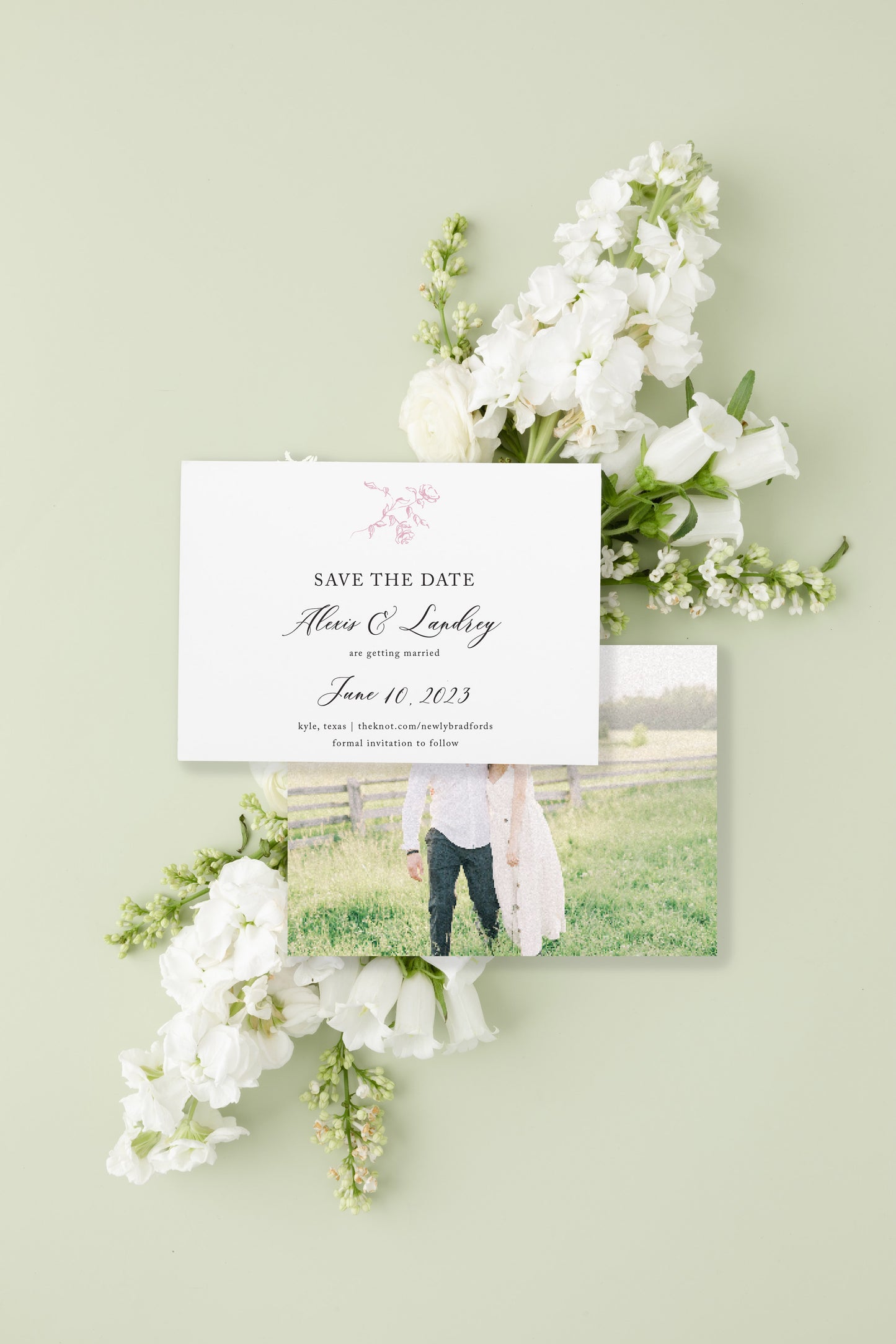 Alexis Roses Bouquet Classic Elegant Save the Date Card